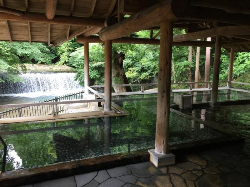 Фото 14: Ротэнбуро с видом на водопад. Рёкан Shima Tamura, Канто, префектура Гунма